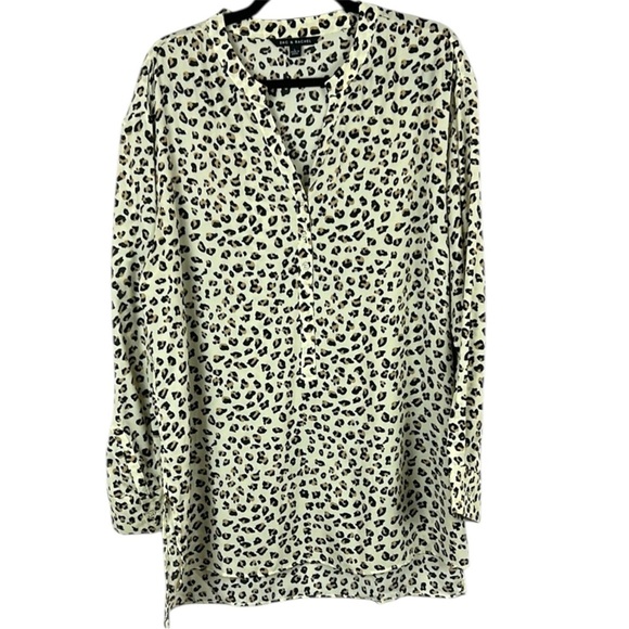 Zac & Rachel Leopard Print Long Sleeve Blouse Size Large - Picture 1 of 8